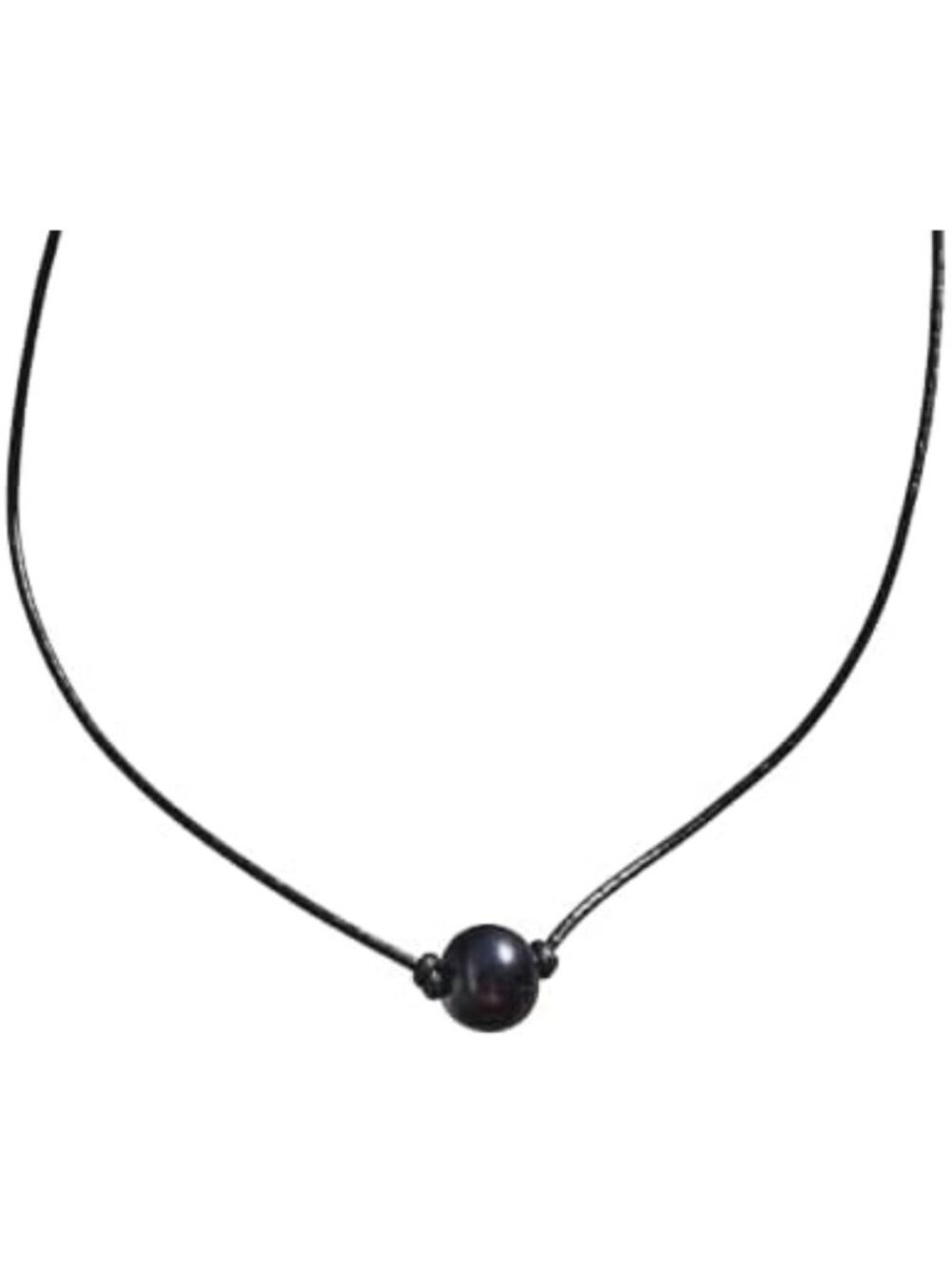 Black Freshwater Pearl Knot Leather Cord Necklace - Unique Surfer Style Jewelry